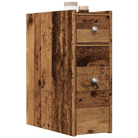Armadietto da Bagno Stretto con Ruote Rovere Antico Truciolato - Foto 2