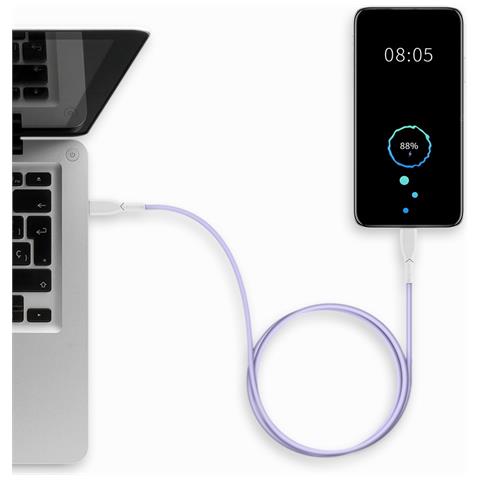 Cavo Di Ricarica Rapida Usb-c A Usb-c Da 60w Per Laptop E Dispositivi Mobili Purple - Foto 5