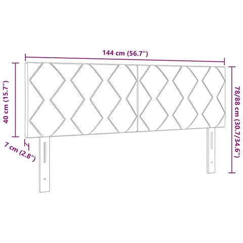 Testiera con luci a strisce a LED Grigio 144 cm Tessuto - Foto 9