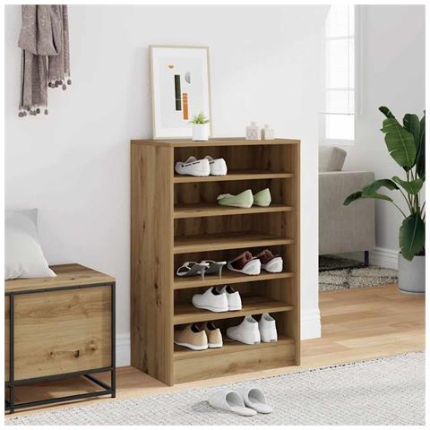 Scarpiera Rovere Artigianale 60x35x92 cm in Legno Multistrato - Foto 2