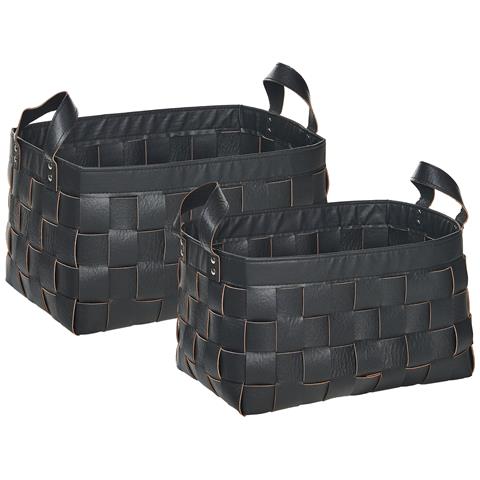 Set Di 2 Cestini Sippar Pelle Sintetica Nero - Foto 2