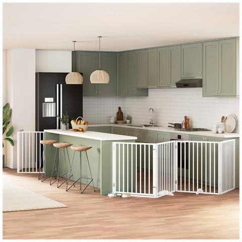 Cancello Cani Porta Pieghevole Bianco 6 Pannelli 480 cm Pioppo - Foto 2