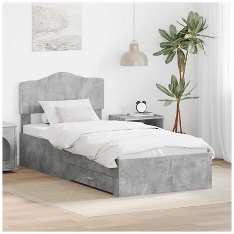 Struttura del letto con testiera Grigio cemento 90 x 190 cm - Foto 2
