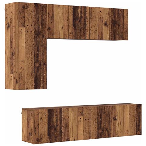Unità TV da Parete 5 pcs Legno vecchio Legno multistrato - Foto 1