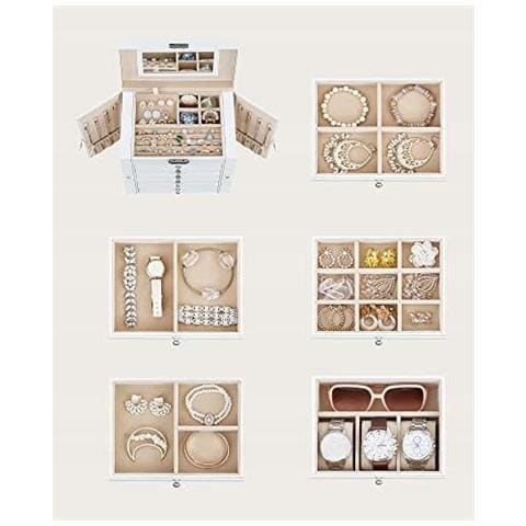 Portagioie Valora bianco con specchio, 5 cassetti e ante laterali - Foto 2