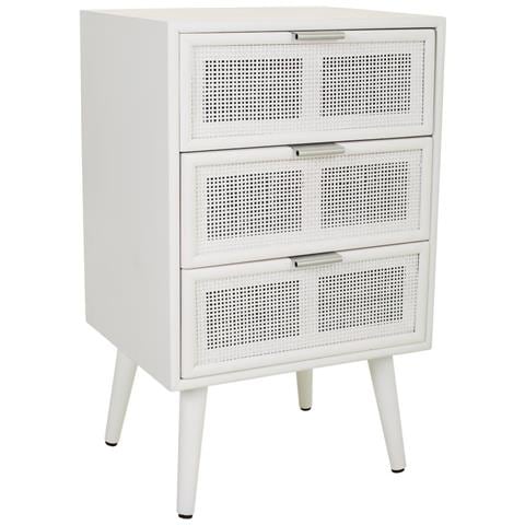 Comodino In Legno E Rete Bianca 42x36,5x71 - Foto 1