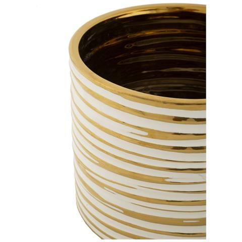 Coppia Portavasi Blom In Ceramica Bianca E Oro - Foto 2