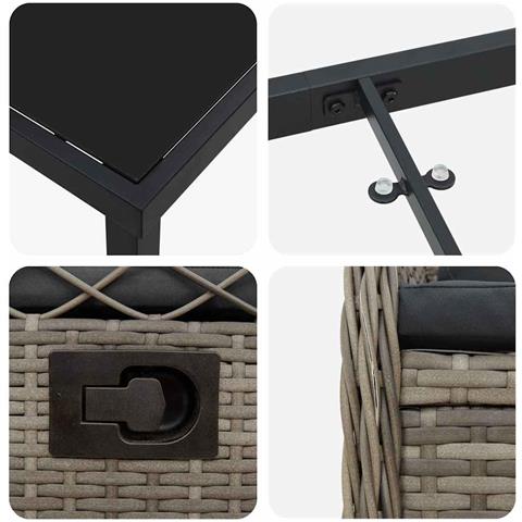 Set da Pranzo per Giardino 7 pcs Grigio polyrattan - Foto 9