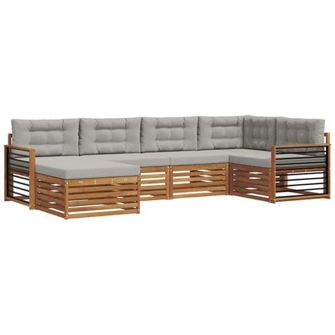 Set di divani da esterno 6 pcs Grigio Naturale e Chiaro - Foto 1