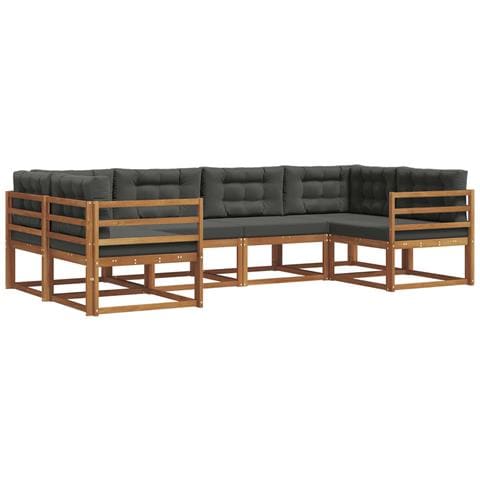 Set di divani da esterno con cuscino 6 pcs Naturale e Antracite - Foto 1