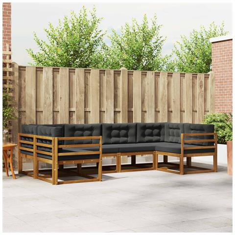 Set di divani da esterno con cuscino 6 pcs Naturale e Antracite - Foto 2