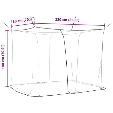 Zanzariera per letto 156 maglia Nero 220 x 180 x 180 cm - Foto 7