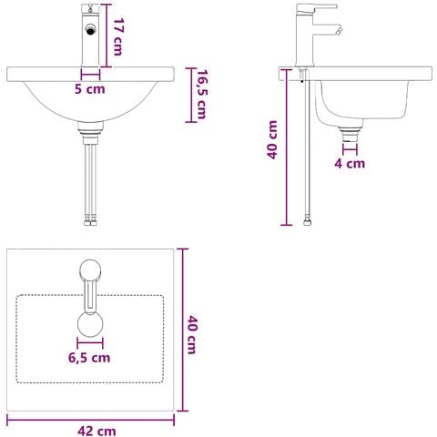 Mobile da bagno con lavabo Grigio Cemento 42 x 40 x 84,5 cm - Foto 9