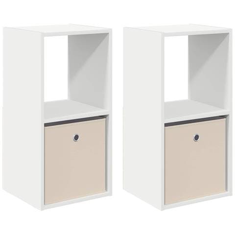 Comodino 2 pcs Bianco 35 x 32 x 68,5 cm Legno multistrato - Foto 1