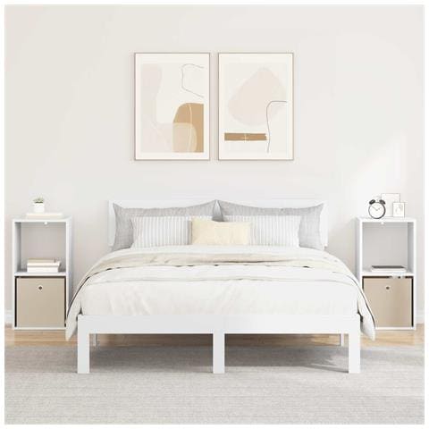 Comodino 2 pcs Bianco 35 x 32 x 68,5 cm Legno multistrato - Foto 2