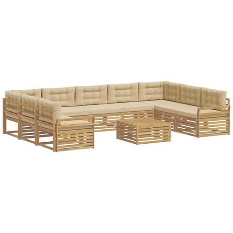 Set di divani da esterno 10 pcs Bianco e Beige - Foto 1