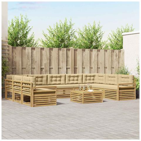 Set di divani da esterno 10 pcs Bianco e Beige - Foto 2
