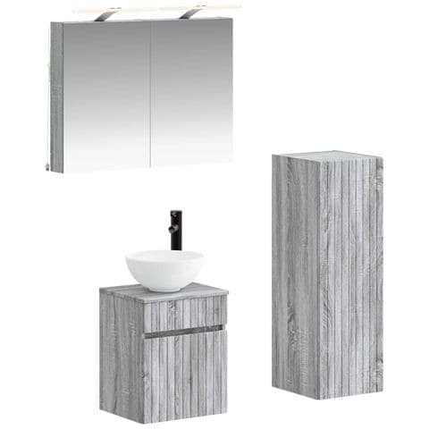 Set di mobili per il bagno 4 pcs Sonoma grigio - Foto 1