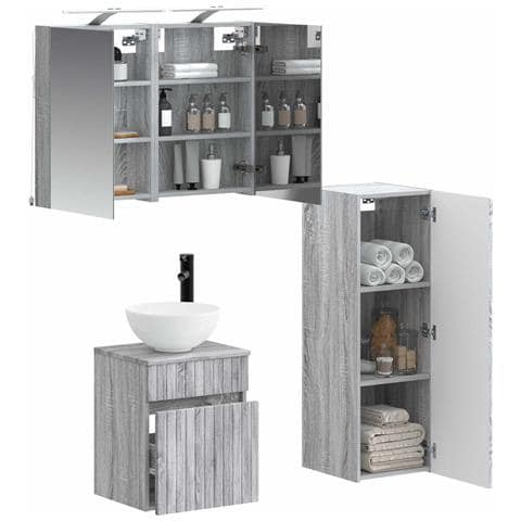 Set di mobili per il bagno 4 pcs Sonoma grigio - Foto 2