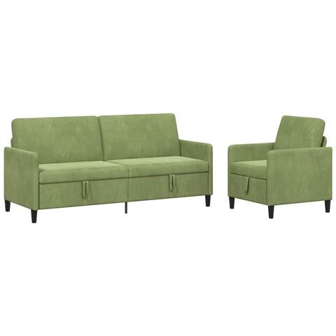 Set di Divani con Storage 2 pz Verde chiaro Poliestere - Foto 1