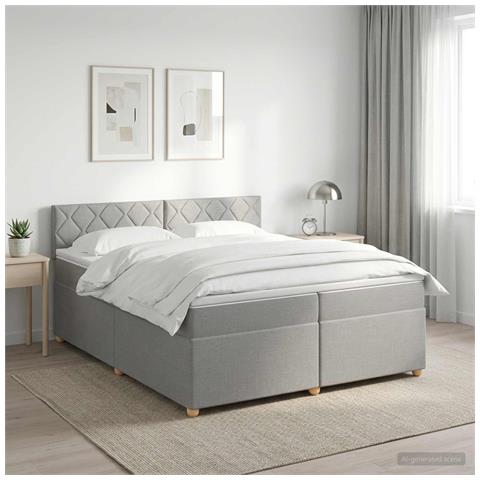 Letto box spring con materasso Grigio Chiaro 200 x 200 cm - Foto 2