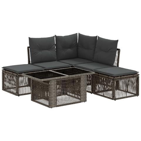 Set Divano da Giardino 6 pz Grigio polyrattan - Foto 1