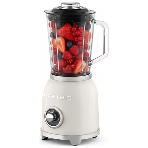 Frullatore Vintage A 2 Velocità E Funzione Pulse Mxv8, 6 Lame In Acciaio Inox, 1,5 L, Ciotola In Vetro, 1000 W, Beige - Foto 2