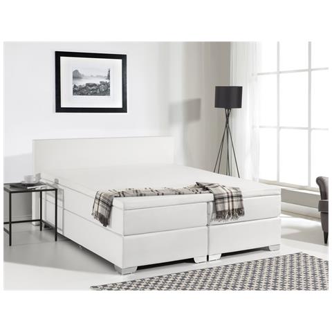 Letto Boxspring In Pelle Bianca 180 X 200 Cm President - Foto 2