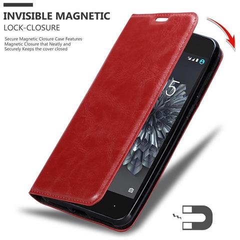 Custodia Compatibile Con Bq Aquaris X5 In Rosso Mela - Coperchio Protettiva Con Chiusura Magnetica, Funzione Stand E Tasca Per Le Carte - Foto 4