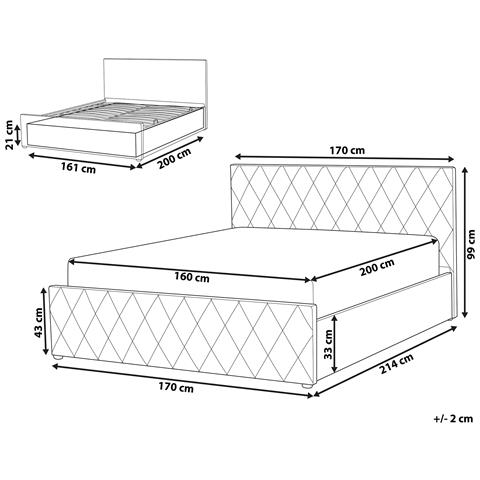 Letto In Velluto Grigio Con Contenitore 160 X 200 Cm Rochefort - Foto 14