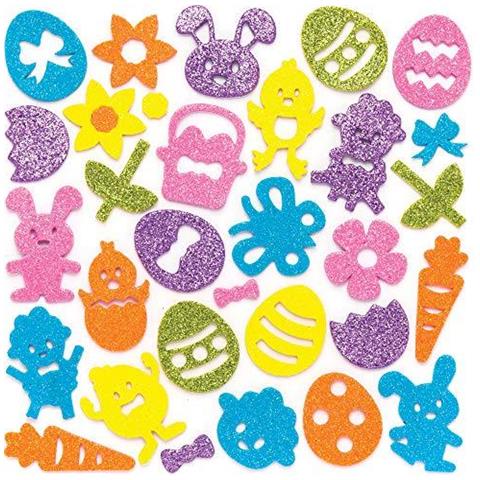 Aw148 Pasqua Glitter Stickers Gommapiuma (pacchetto Di 100) Abbellimenti Per I Bambini Di Pasqua Arti E Mestieri - Foto 1