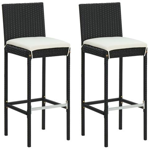 Sgabelli Da Bar Con Cuscini 2 Pz Neri In Polyrattan - Foto 1