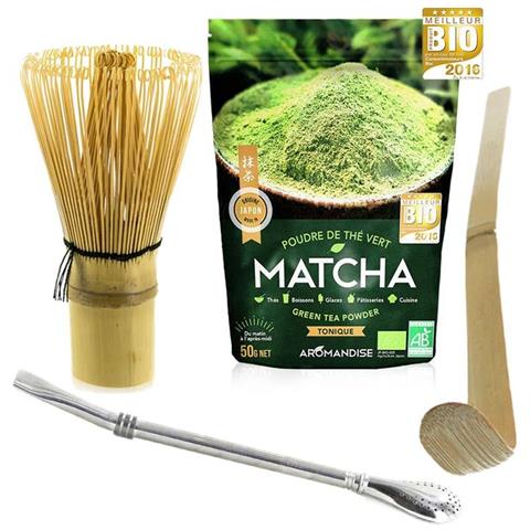 Box Tè Matcha + Frusta + Cucchiaio Di Bambù + Cannuccia In Acciaio Inox Con Filtro - Foto 1