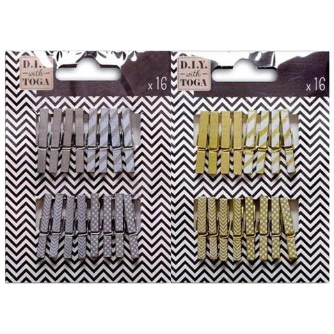 32 Mini Mollette Di Legno - Oro E Argento - Foto 1