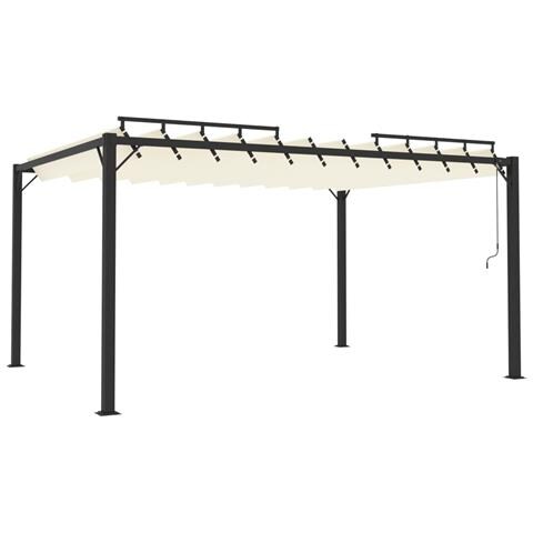 Gazebo con Tetto a Lamelle 3x4 m in Tessuto Crema e Alluminio - Foto 1