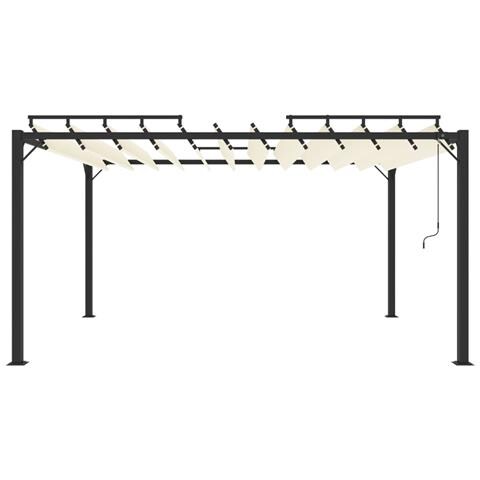 Gazebo con Tetto a Lamelle 3x4 m in Tessuto Crema e Alluminio - Foto 2