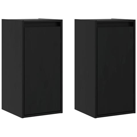 Pensili 2 Pz Neri 30x30x60 Cm In Legno Massello Di Pino - Foto 1