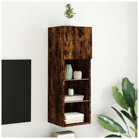 Mobile Tv Con Luci Led Rovere Fumo 30,5x30x90 Cm - Foto 1