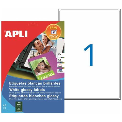Adesivi /etichette Apli 199,6 X 289,1 Mm Bianco A4 10 Foglie - Foto 1