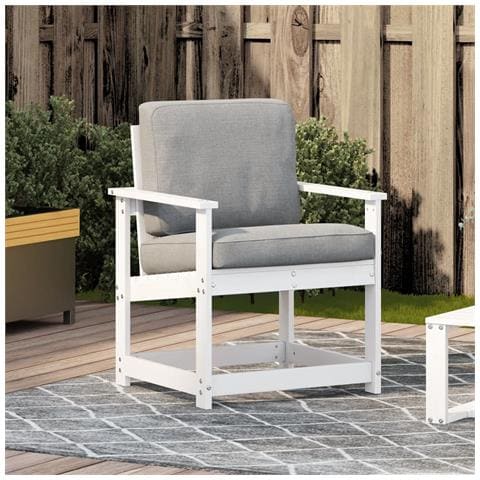 Sedia da Giardino Bianca 62x56x77 cm in Legno Massello di Pino - Foto 3