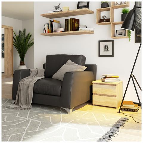 Comodino CL2, 2 cassetti, 40x35x40 cm, Colore Sonoma Quercia - Foto 6