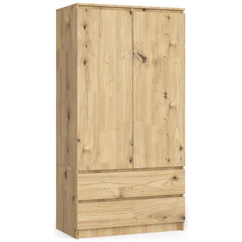 Armadio A 2 Ante Battenti E Cassetti S90, 90x51x180 cm, Colore Quercia Artisan - Foto 1