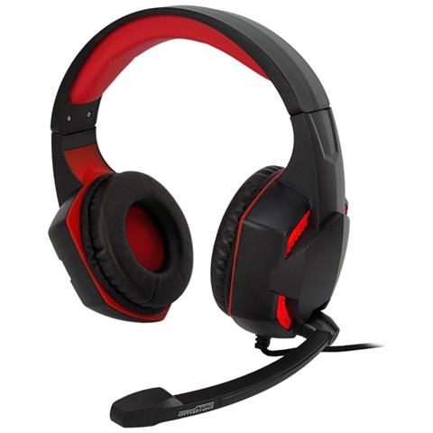 Cuffie Da Gaming 40 Mm Power Bass Archetto E Microfono Regolabili, Nero / Rosso - Foto 1