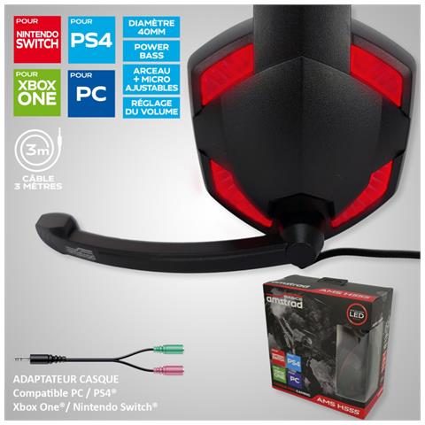 Cuffie Da Gaming 40 Mm Power Bass Archetto E Microfono Regolabili, Nero / Rosso - Foto 4