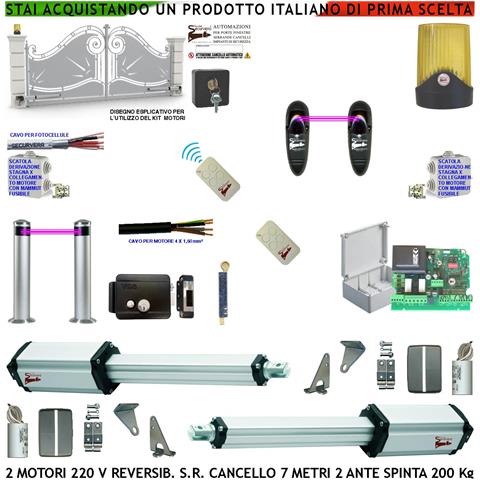 Kit Automazione Cancello Da 7 Metri 2 Ante Da 3,5 Mt Motori Elettromeccanici 220 V Reversibili Centrale Incorpora Radi - Foto 1