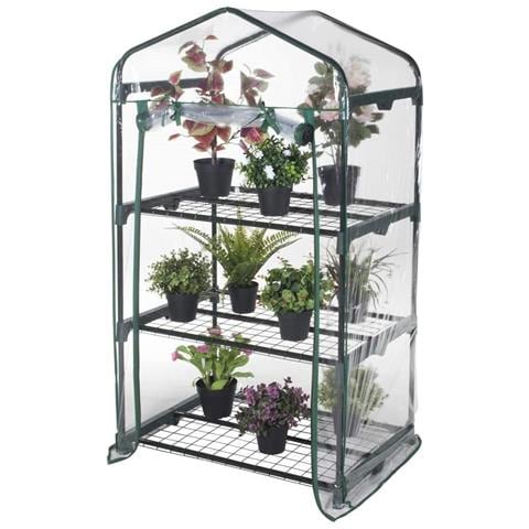 Serra Da Terrazza Balcone Da 3 O 4 Ripiani Con Struttura In Acciaio E Copertura In Pvc 65 Gr Brixo - 3 Ripiani L69xp49h125 Cm - Foto 1
