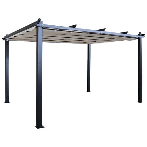 Gazebo Pergola In Acciaio 3x4 Mt Antracite Con Tetto Chiudibile A Carrucola Jodene - Foto 1