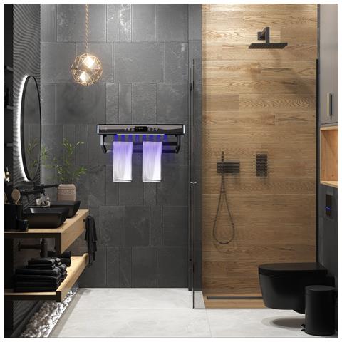 Asciugasalviette Elettrico Con Disinfettante Uv Per Bagno /cucina, A Parete, L60cm, 450w, Electricsun Premium Grigio - Foto 2