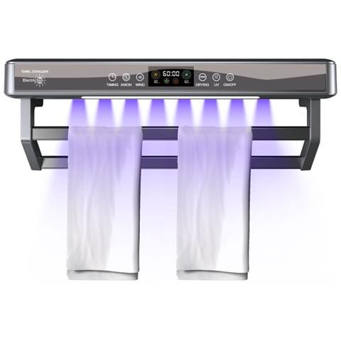 Asciugasalviette Elettrico Con Disinfettante Uv Per Bagno /cucina, A Parete, L60cm, 450w, Electricsun Premium Grigio - Foto 1