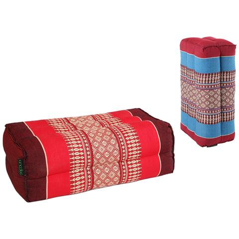 Standard - Set Di 2 Cuscini Standard Zafu Yoga E Meditazione - Kapok 100% Naturale Ad Alta Densità - Comfort E Fermezza - Stabilità Del Sedile - Blu Bordeaux / Rosso Bordeaux - Foto 1